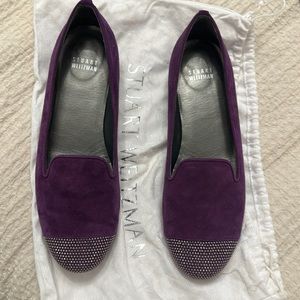 Stuart Weitzman purple flats with bedazzles
